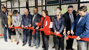 &ldquo;Station accessibility is a core part of SEPTA&rsquo;s capital program,&rdquo; said SEPTA CEO and General Manager Leslie S. Richards (pictured, center). &ldquo;With the opening of the new Conshohocken Station, we are one step closer to reaching our goal of making SEPTA easier to use and more accessible to all.&rdquo; (SEPTA Photograph)